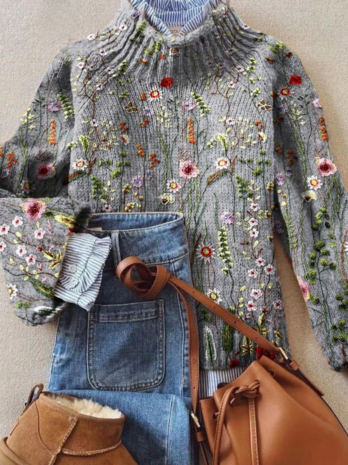Grey Floral / 18/20 (3XL)